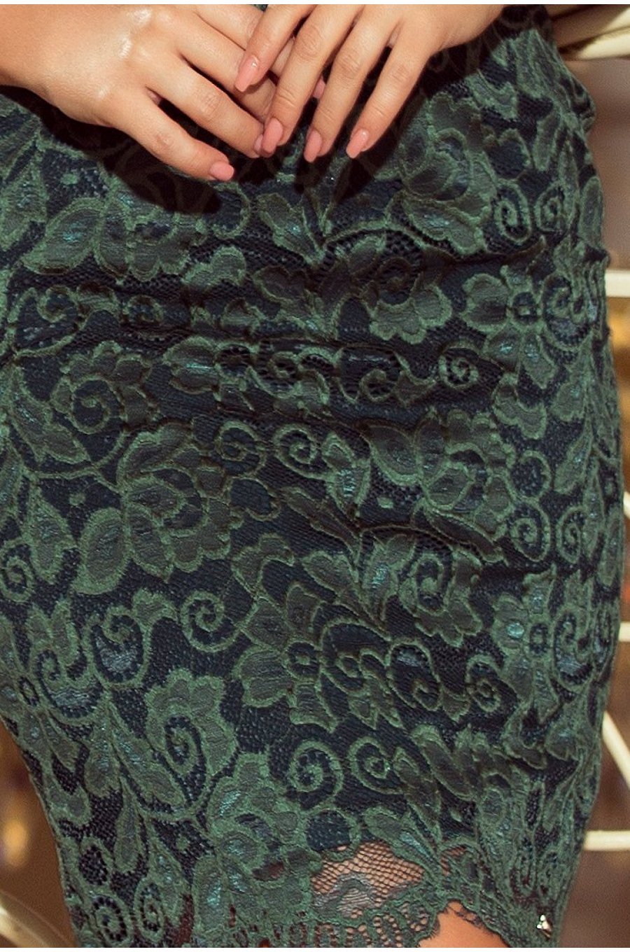 Rochie midi mulata verde din dantela cu maneca lunga Geanina 5 - jojofashion.ro