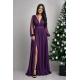 Rochie lunga vaporoasa mov cu maneca lunga Carolina 2 - jojofashion.ro
