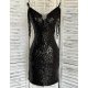 Rochie de seara, scurta, din paiete, neagra, cu margele, April 7 - jojofashion.ro