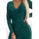 Rochie de seara midi, din dantela, verde, mulata, cu maneca lunga, Sofia  5 - jojofashion.ro