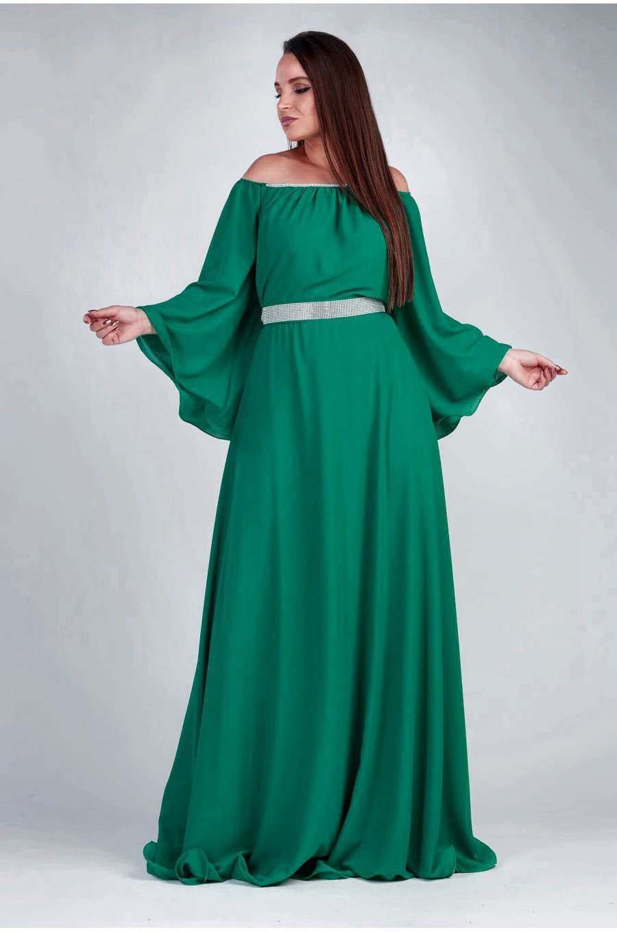 Rochie de ocazie lunga din voal verde turcoaz Cinderella Rochie de ocazie lunga din voal verde turcoaz Cinderella 1 - jojofashion.ro