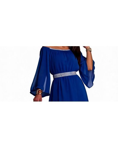 Rochii de Ocazie Elegante, Rochie midi albastra din voal vaporoasa Alexia - jojofashion.ro