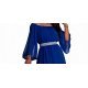 Rochie midi albastra din voal vaporoasa Alexia 3 - jojofashion.ro