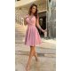 Rochie baby doll scurta roz din vascoza in clos Katalina 4 - jojofashion.ro