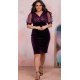 Rochie marime mare midi cu paiete mov pe bust Blanka 2 - jojofashion.ro
