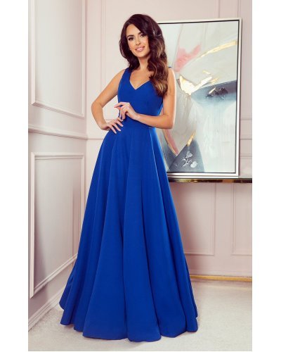 Rochie lunga albastra clasica Cindy Rochii lungi, Rochie lunga albastra clasica Cindy - jojofashion.ro