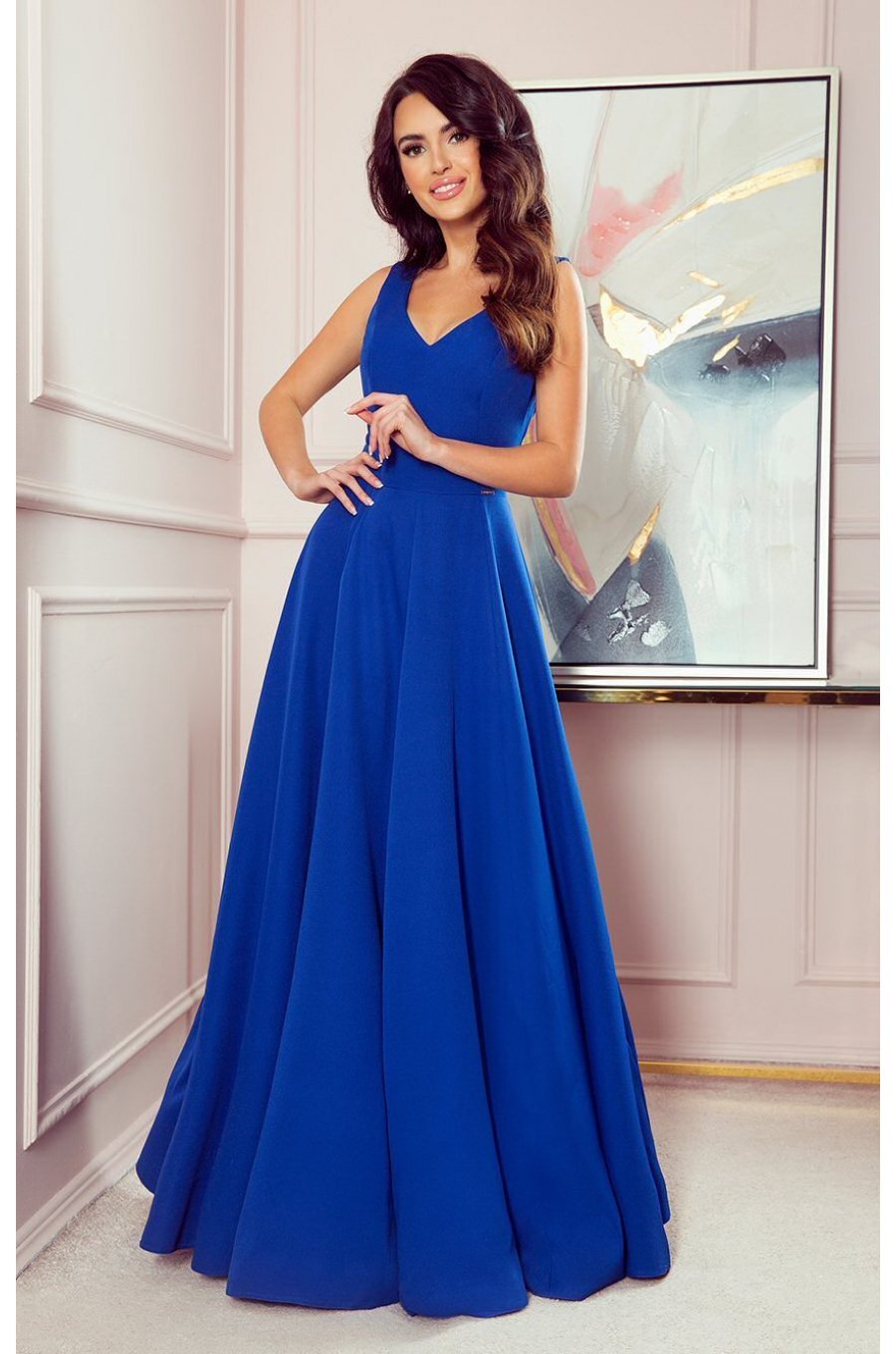 Rochie lunga albastra clasica Cindy 1 - jojofashion.ro