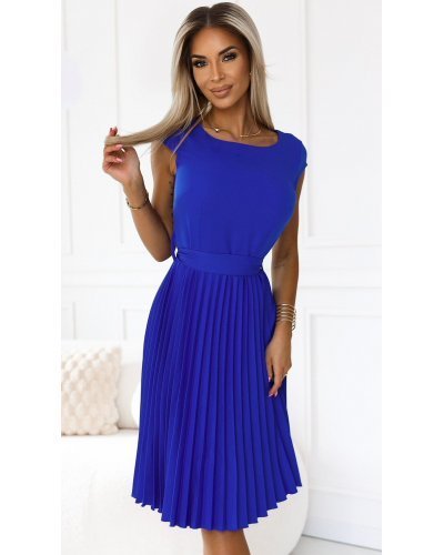Rochie albastra midi plisata Karima Rochie albastra midi plisata Karima - jojofashion.ro