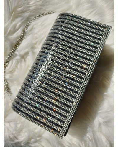 Geanta plic negru cu pietre argintii, Shine Genti dama, Geanta plic negru cu pietre argintii, Shine - jojofashion.ro