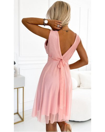 Rochie scurta roz pal baby doll din tulle petrecuta Ramya Rochii scurte, Rochie scurta roz pal baby doll din tulle petrecuta Ramya - jojofashion.ro