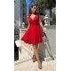 Rochie baby doll scurta rosie din vascoza in clos Katalina 4 - jojofashion.ro