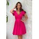 Rochie baby doll scurta, din vascoza, roz zmeura, in clos, cu volane la maneca, Everly 5 - jojofashion.ro