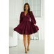 Rochie babydoll scurta burgundy cu volane suprapuse si maneca lunga Rouelle 2 - jojofashion.ro