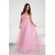 Rochie de ocazie lunga roz pal cu tulle si paiete Louanna 2 - jojofashion.ro