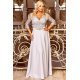 Rochie lunga din dantela si broderie gri silver Alizaa Rochie lunga din dantela si broderie gri silver Alizaa 4 - jojofashion.ro
