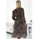 Rochie midi din chiffon leopard print vaporoasa cu maneca lunga Kitty 3 - jojofashion.ro