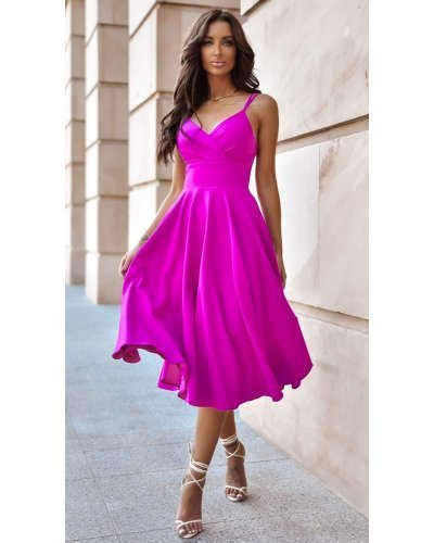 Rochie baby doll midi eleganta din bumbac roz magenta retro TifaniW3 Rochie baby doll midi eleganta din bumbac roz magenta retro TifaniW3 - jojofashion.ro