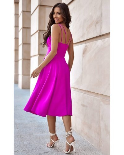 Rochie baby doll midi eleganta din bumbac roz magenta retro TifaniW3 Rochii de Ocazie Elegante, Rochie baby doll midi eleganta din bumbac roz magenta retro TifaniW3 - jojofashion.ro