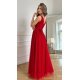Rochie lunga rosie vaporoasa din tulle si vascoza Andreea 3 - jojofashion.ro