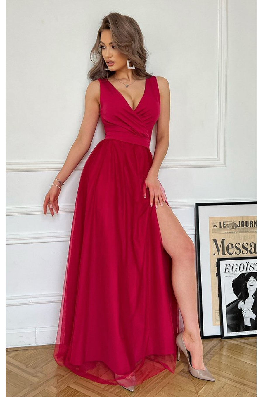 Rochie lunga roz zmeura vaporoasa din tulle si vascoza Andreea Rochie lunga roz zmeura vaporoasa din tulle si vascoza Andreea 1 - jojofashion.ro