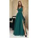 Rochie lunga din tul si vascoza verde, vaporoasa, Andreea 2 - jojofashion.ro