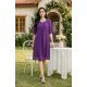 Rochie marime mare midi mov pruma din voal vaporoasa Ilinca 3 - jojofashion.ro