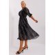 Rochie marime mare midi, neagra cu print alb, Dianna 4 - jojofashion.ro