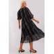 Rochie marime mare midi, neagra cu print alb, Dianna 3 - jojofashion.ro