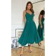 Rochie midi in clos, verde, cu umerii goi, vaporoasa, Fabiola  4 - jojofashion.ro