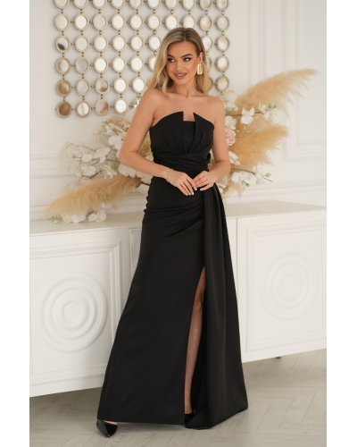 Rochii de Ocazie Elegante, Rochie neagra eleganta lunga cu glitter mulata cu umeri goi Luxurious - jojofashion.ro