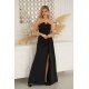 Rochie neagra eleganta lunga cu glitter mulata cu umeri goi Luxurious 2 - jojofashion.ro
