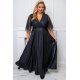 Rochie lunga neagra XXL din brocard empire vaporoasa Evita 2 - jojofashion.ro