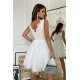 Rochie cununie civila midi, din tul si broderie, alba, Ecaterina 5 - jojofashion.ro