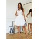 Rochie cununie civila midi, din tul si broderie, alba, Ecaterina 6 - jojofashion.ro