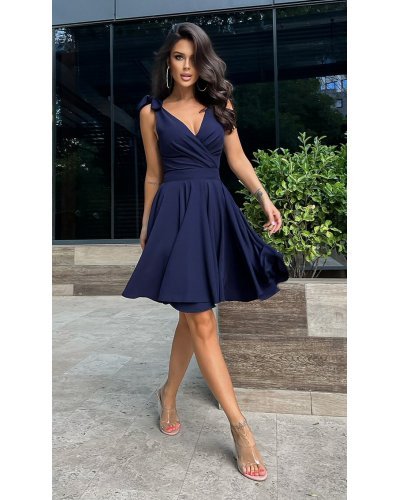 Rochie baby doll scurta din vascoza bleumarin Katalina Rochii bleumarin, Rochie baby doll scurta din vascoza bleumarin Katalina - jojofashion.ro