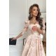 Rochie eleganta, baby doll, vascoza, bej, cu flori, Coralia 4 - jojofashion.ro