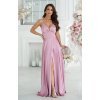 Rochie lunga din satin roz pudrat Aleeza