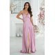 Rochie lunga din satin roz pudrat Aleeza 2 - jojofashion.ro