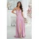 Rochie eleganta lunga, din satin, roz pudrat, Aleeza 2 - jojofashion.ro