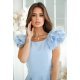 Rochie baby doll scurta, din vascoza, baby blue, cu volan la maneca, Samuela 6 - jojofashion.ro