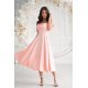 Rochie baby doll midi roz caisa cu umerii goi evazata Anelisa 2 - jojofashion.ro