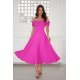 Rochie baby doll midi roz fucsia cu umerii goi evazata Anelisa 2 - jojofashion.ro