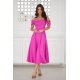 Rochie baby doll midi roz fucsia cu umerii goi evazata Anelisa 3 - jojofashion.ro