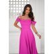 Rochie baby doll midi roz fucsia cu umerii goi evazata Anelisa 4 - jojofashion.ro