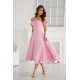 Rochie baby doll midi roz prafuit cu umerii goi evazata Anelisa 2 - jojofashion.ro