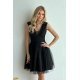 Rochie baby doll scurta, brocard si tulle, neagra, vaporoasa, Shinna 2 - jojofashion.ro