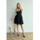 Rochie baby doll scurta, brocard si tulle, neagra, vaporoasa, Shinna 5 - jojofashion.ro