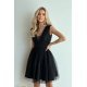 Rochie baby doll scurta, brocard si tulle, neagra, vaporoasa, Shinna 7 - jojofashion.ro