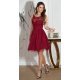 Rochie baby doll scurta, cu dantela si tulle, burgundy, Maribela 6 - jojofashion.ro