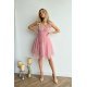 Rochie baby doll scurta, din brocard roz, cu tul stratificat, vaporoasa, Shinna 3 - jojofashion.ro